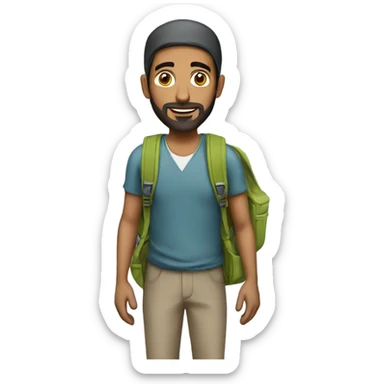 Arab man with backpack sticker