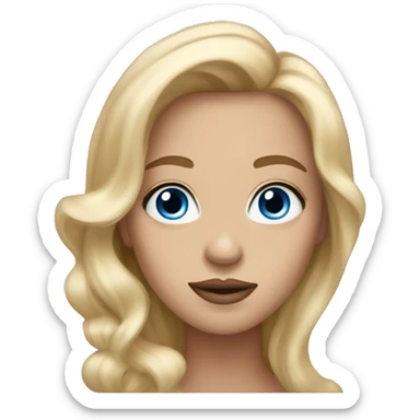 woman with long, blond and wavy hair, blue, big eyes and a small nose and big nice lips  sticker