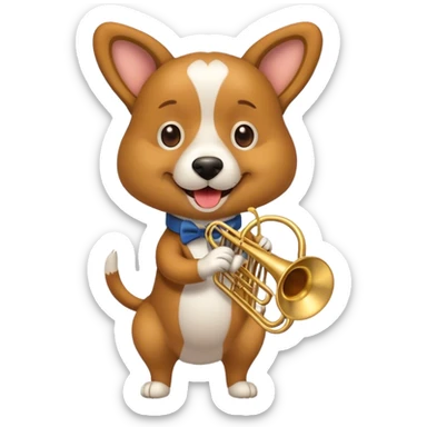 dog playing a trombone sticker