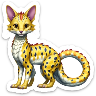 Flurry furry scaly sergal-serval-possum-sphynx-Koi-sergal-fusion-animal-hybrid-creature with a snake-tail sticker