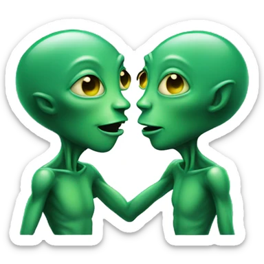 Two green aliens kissing to each other  sticker