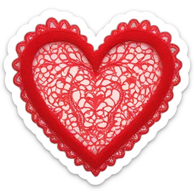 Red lace heart frame  sticker