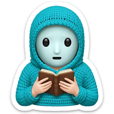 novelo de crochê na cor ciano sem rosto sticker