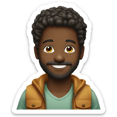 smiling boy with beard portrait make him african sticker