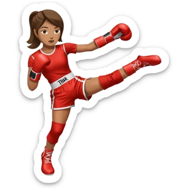 woman thai boxing click legs up in thai boxing suit sticker