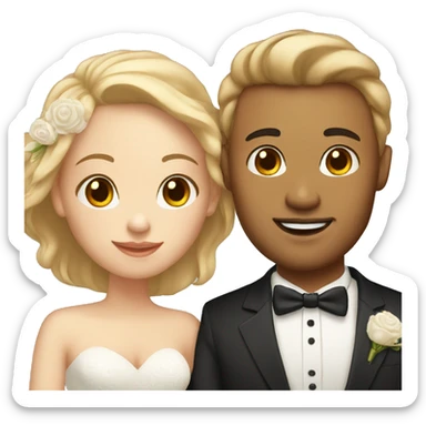 boyfriend and girlfriend in wedding, light skinned sticker