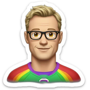 Jonathan Toews wearing glasses and rainbow clothes sticker