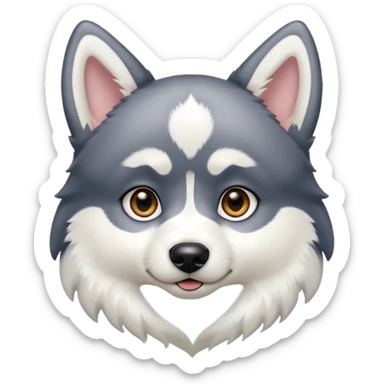 perrito husky con orejas negras cabeza  blanca y heterocromia sticker