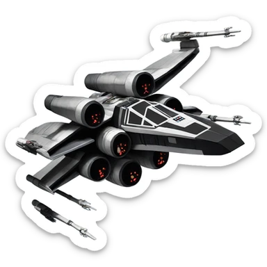 Darth Vader in an x wing fighter  sticker