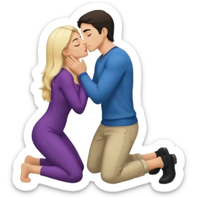 naked man, dark Hair, kneeling, Kissing ass of a naked blonde Woman sticker