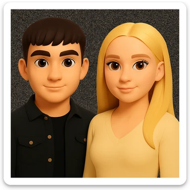 Keep everything as is but slightly spread out the people. Preserve the original style and background without any changes. sticker