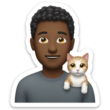 guy with cat indoors sticker