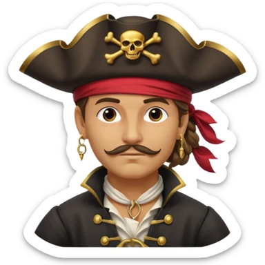 create an emoji of pirate capitan on the bow of the ship in epic posture sticker