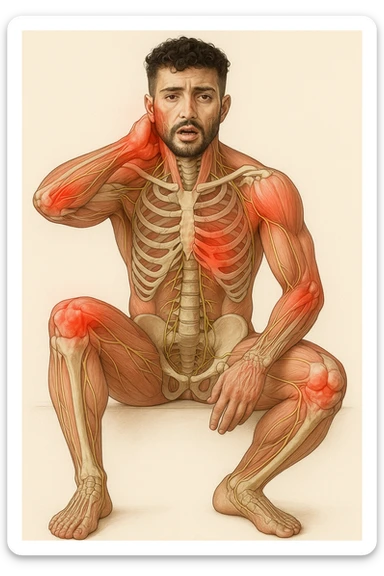 Uomo con dolore per infortunio vista anatomica sticker