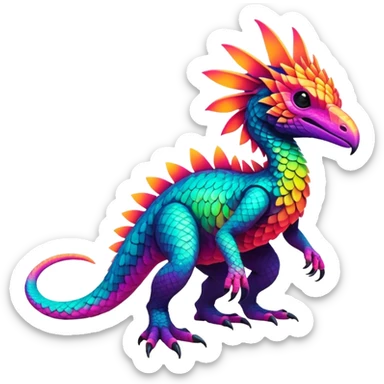 Exotic Tropical futuristic lush warm-colored neon-colored Fakémon-Trico-creature (full body) sticker