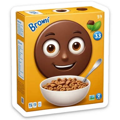 brown chocolate cereal box sticker