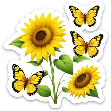 Sunflowers and butterflies  sticker