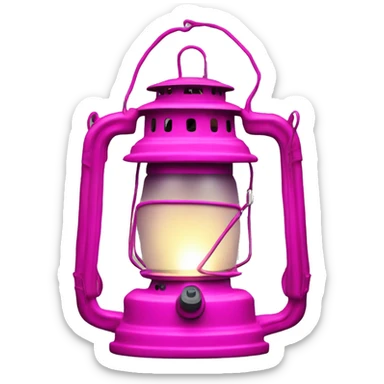 Realistic camping hot pink lit camping lantern lisolated. sticker