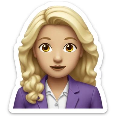 girl with blonde hair gray eyes and purple suit sticker