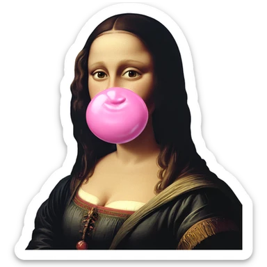 girl blowing bubble gum sticker