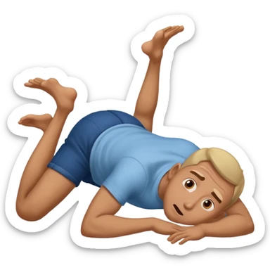 a man lying on the floor who has just fallen sticker