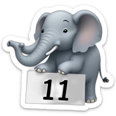 close up of an elephant holding a big sign that says #1Fan sticker