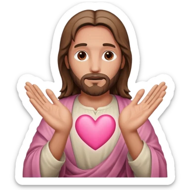 Jesus making pink heart with hands sticker