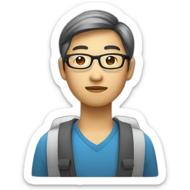 Apple style Asian developer with glasses sticker