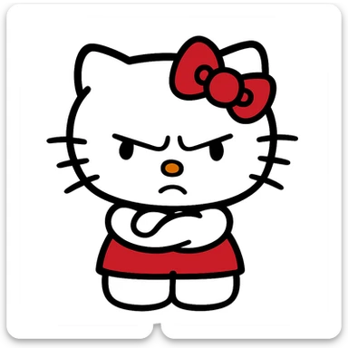 Angry Hello Kitty, arms crossed, frowning sticker