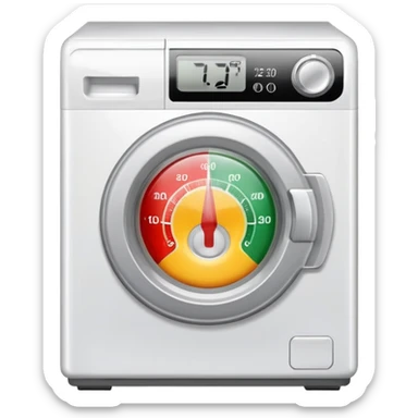 create an icon for white washing machine with big hot termometer in front sticker