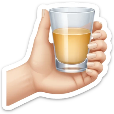 a hand holding a tiny shot glass sticker