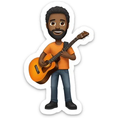 Man with short straight dark brown hair and beard orange ibenez guitar sticker