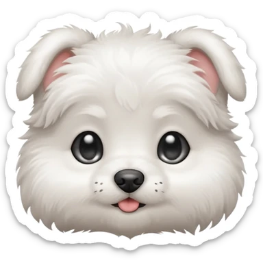a white cute baby dog with a gray stain on one eye sticker