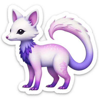  Pure-Snow-White albino cute with indigo-Violet-purple-pinkish-gradient markings beautiful handsome gorgeous aesthetic colorful vibrant Vernid-Trico-species-Fakemon-creature by LiLaiRa, 4 legs, 1 tail, random markings, (full body) sticker