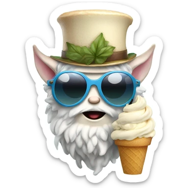 Super powerful fairy with awesome top hat eating ice cream and sunglasses sticker