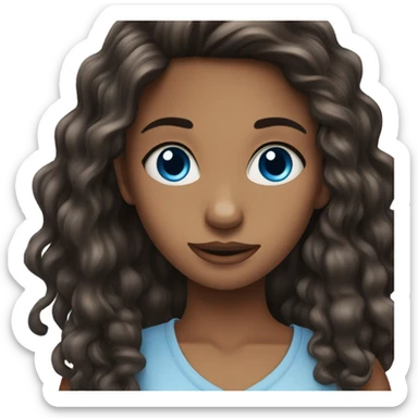 A beautiful, brunette girl with beautiful, blue eyes  sticker