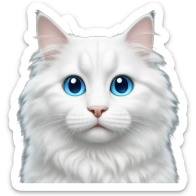 fluffy, blue eyes white cat sticker
