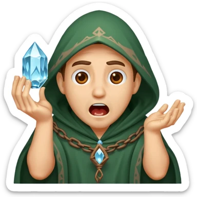 druid character gasping holding cracked crystal sticker