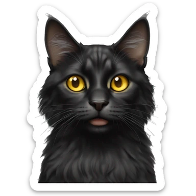 Black maincoon cat yellow eyes  sticker