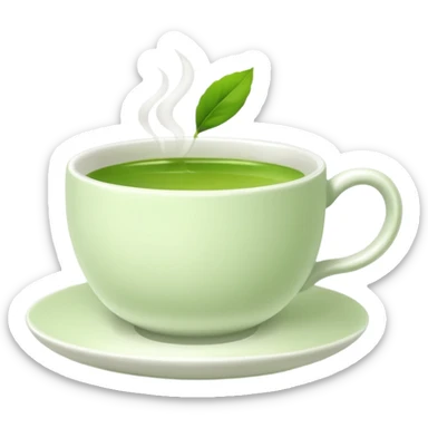 white ceramic tea cup with mattcha sticker