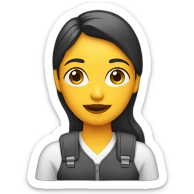 mujer con portatil sticker