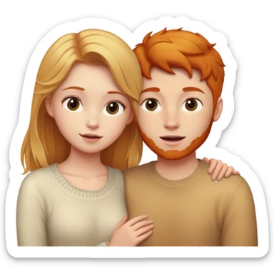 blonde straight hair girl and ginger curly hair boy in love  sticker