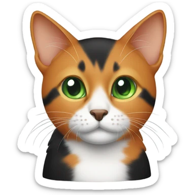 black and orange cat with white stomach and green eyes sticker