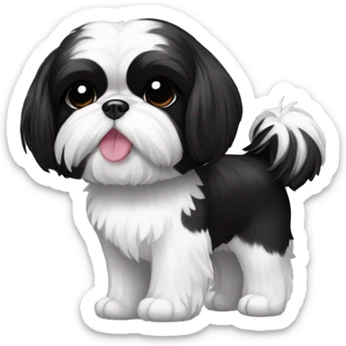 Black and white shih tzu with bow sticker