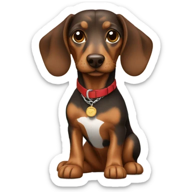 Brown teckel holding a lebanese flag  sticker