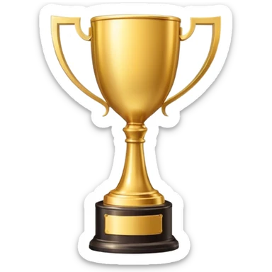 single golden winner trophy cup emoji, shiny metallic, minimal flat vector style, isolated on white background, no text, no watermark --ar 1:1 --v 6
 sticker