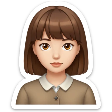 Mädchen mit braunen haare aber Pony braune Augen sticker