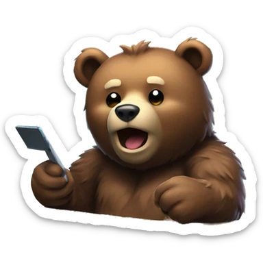 Bear playing at rgb gaming pc sticker