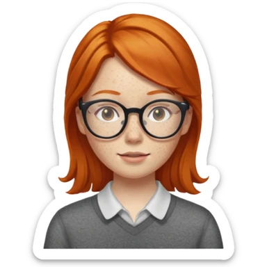 make a ginger girl with freckles and glasess sticker