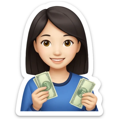 Hot Asian girl with money  sticker